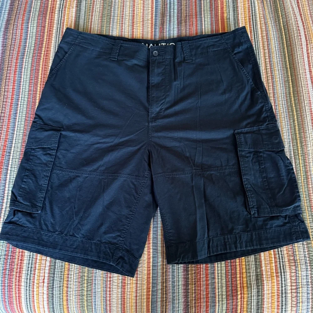 Navy Blue Nautica Stretch Cargo Shorts Men's Big & Tall 44 BG